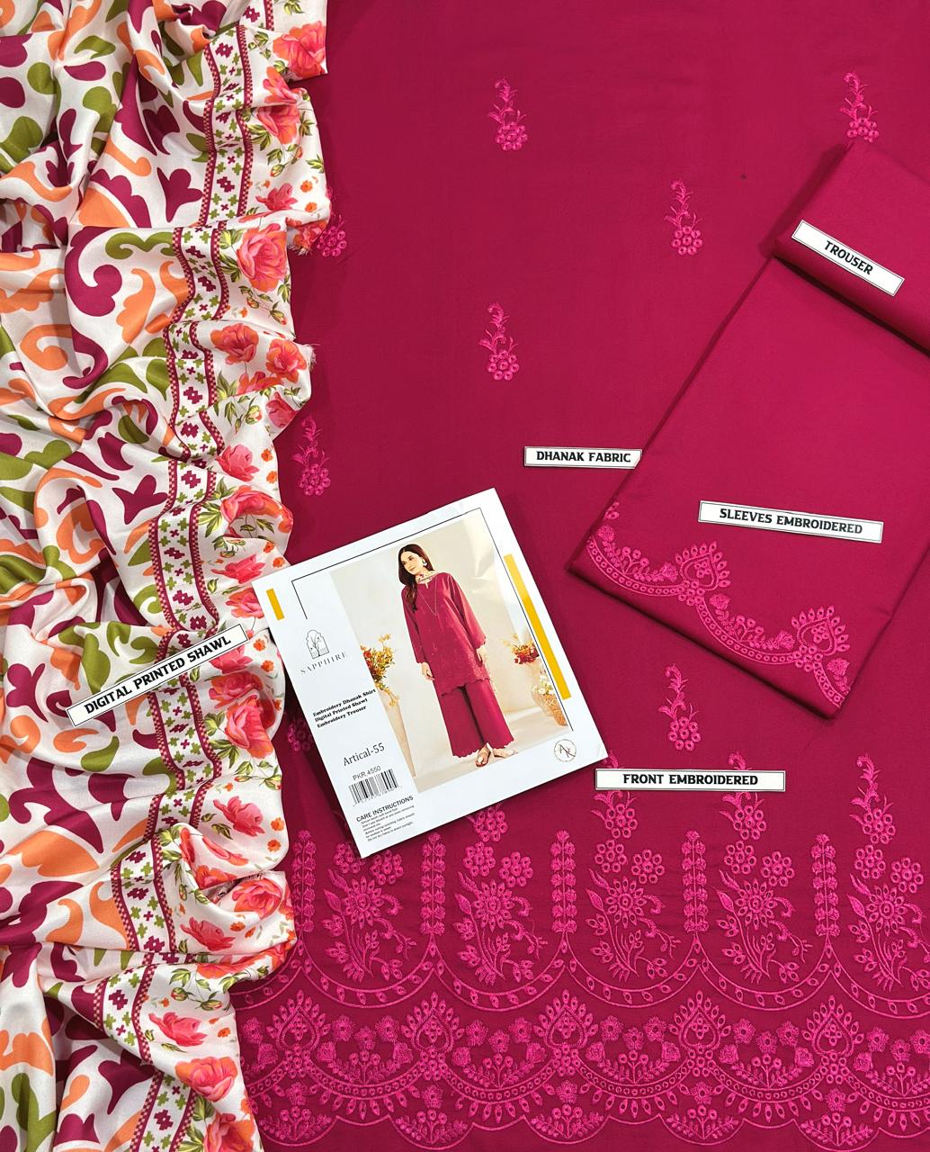 🌸 SUMMER'S COLLECTION 🌸 🟥 BRAND NAME : SAPPHIRE 🟨 CATEGORY : LAWN 3PC EMBROIDERED
