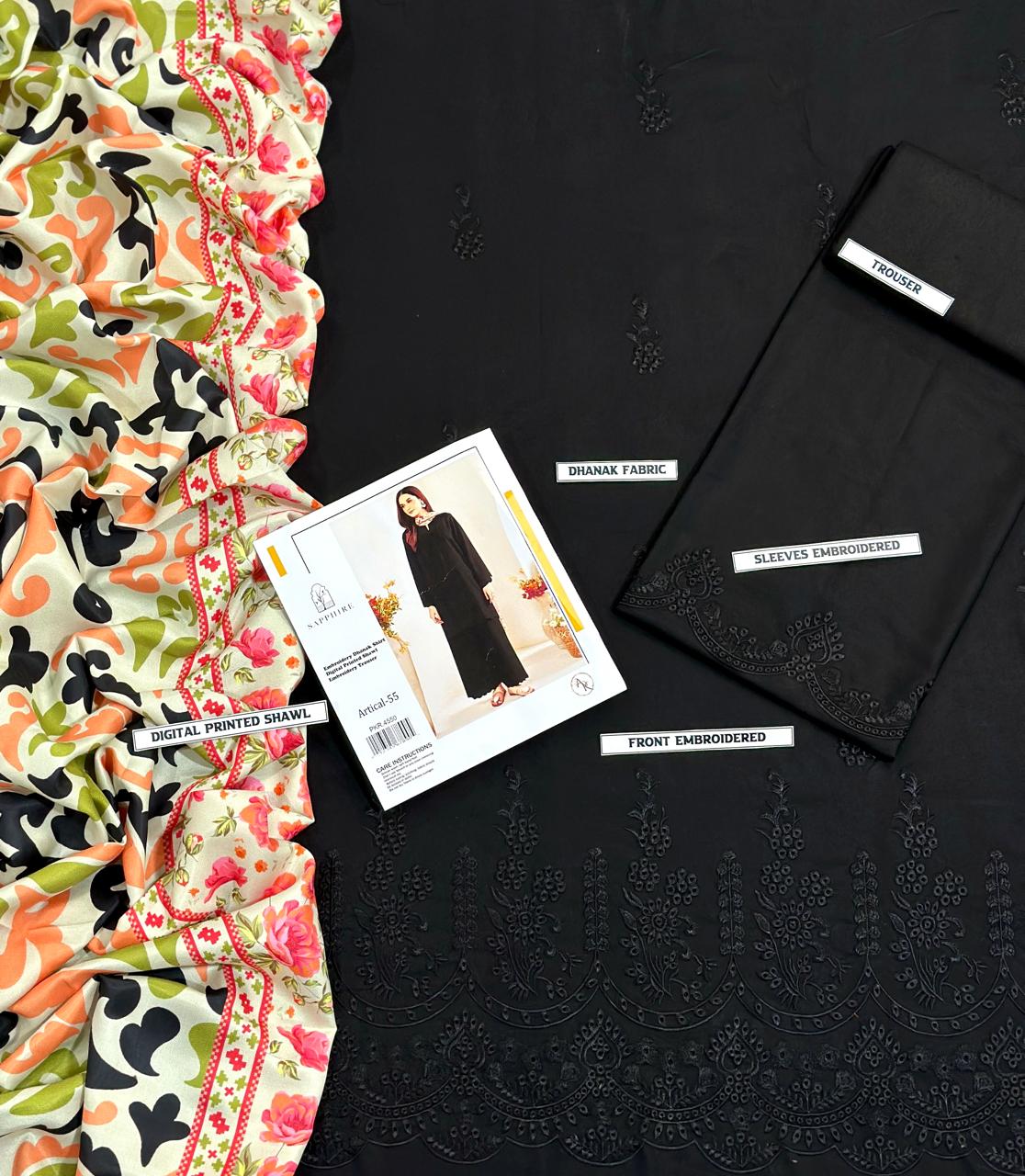 🌸 SUMMER'S COLLECTION 🌸 🟥 BRAND NAME : SAPPHIRE 🟨 CATEGORY : LAWN 3PC EMBROIDERED (003)