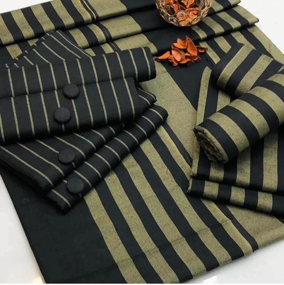 3pc Multani Susi Khaadi (Black Golden )