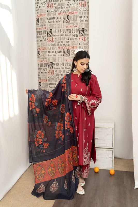 LAWN 3PC EMBROIDERED 003
