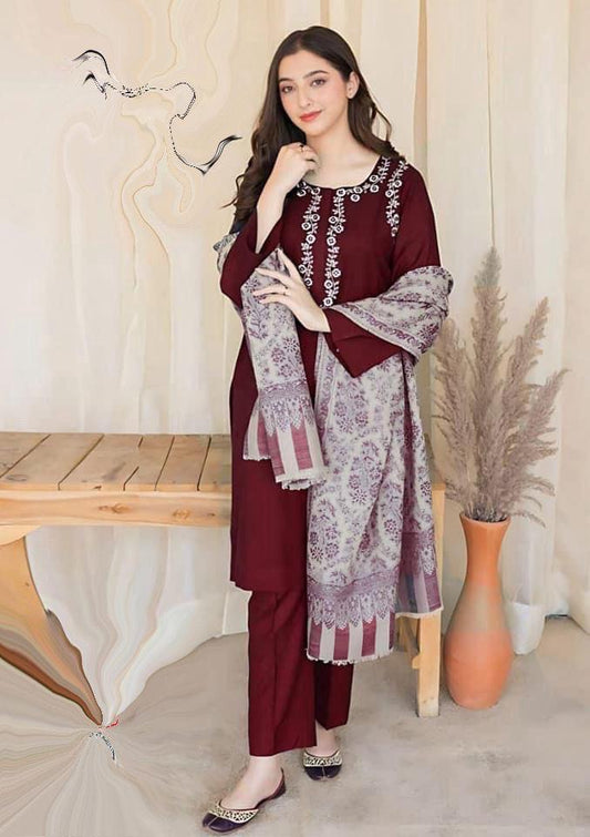 LAWN 3PC EMBROIDERED 009
