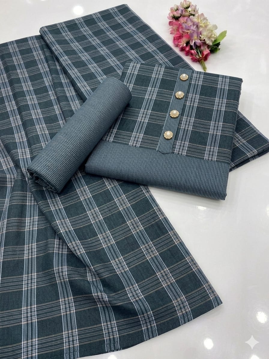 3pc Multani Susi Khaadi (Grey Chek)