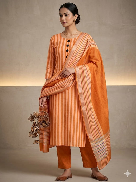 3pc Multani Susi Khaadi (Orange)