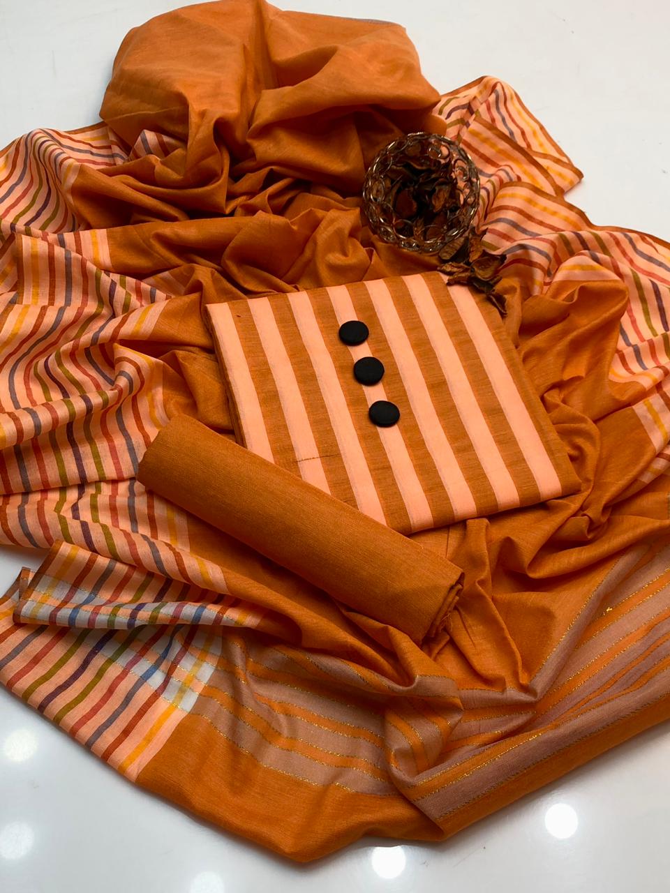 3pc Multani Susi Khaadi (Orange)