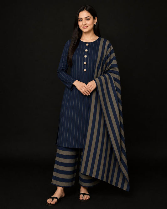 3pc Multani Susi Khaadi (Blue golden)