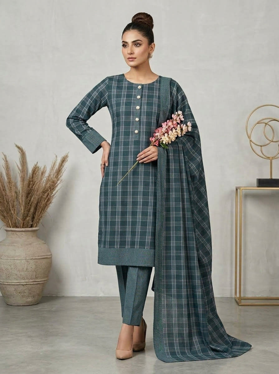 3pc Multani Susi Khaadi (Grey Chek)